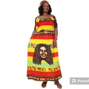 Bob Marley Dress 100% Cotton One Size Fit All Beach Dress Rasta Dress For Summer